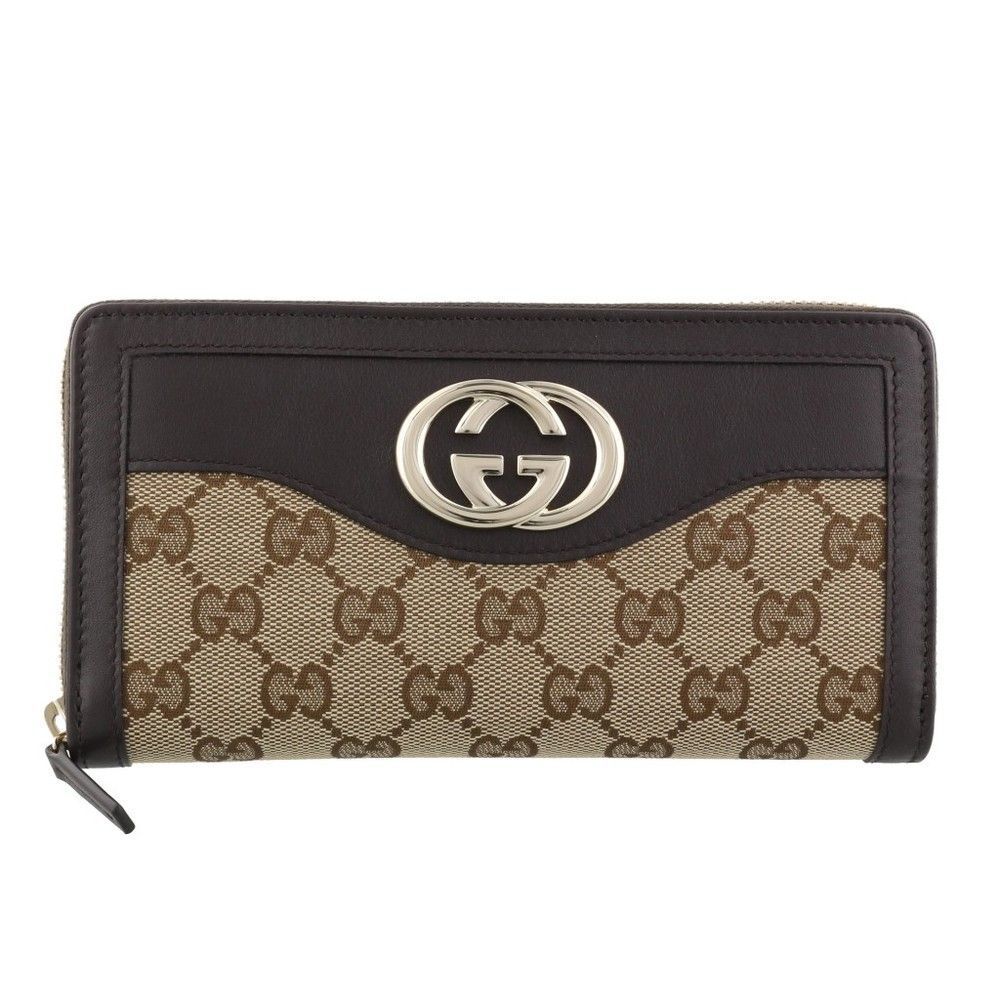 GUCCI Long Wallet Suki Beige Brown